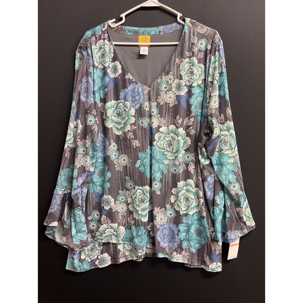 Ruby Rd Women's‎ Shirt Top 3/4 Sleeve plus Sz 2X Stretch Sequined NWT